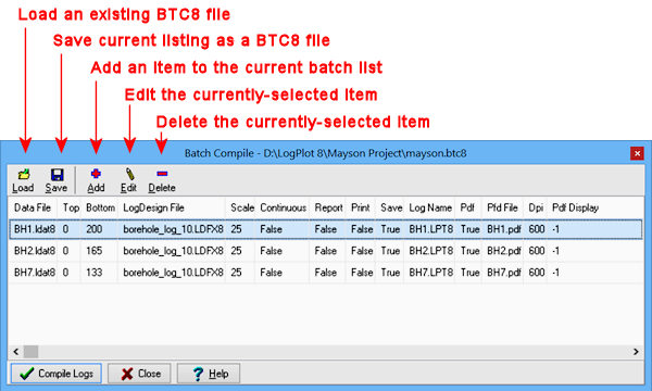 LogPlot software: Batch Compile