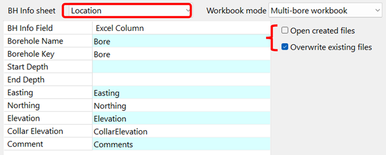 LogPlot import multi sheet excel borehole