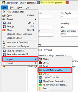 LogPlot import multi sheet excel