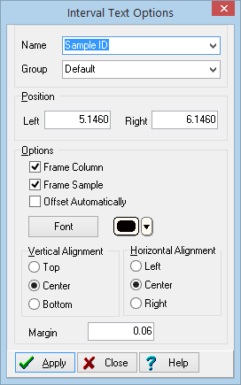 LogPlot Software: Interval Text Options