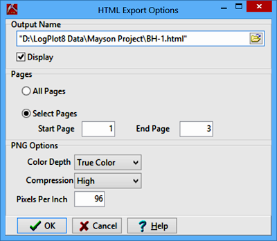 LogPlot Software: HTML export
