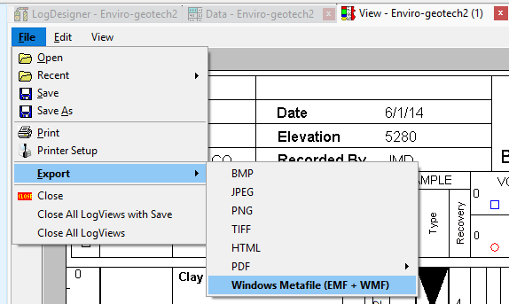 LogPlot export metafile emf wmf