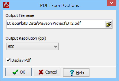 LogPlot software: PDF Export