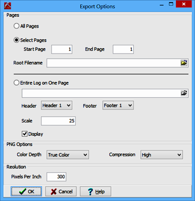 LogPlot software: raster export options