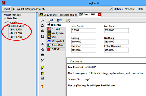 Logplot software: opening a log plot