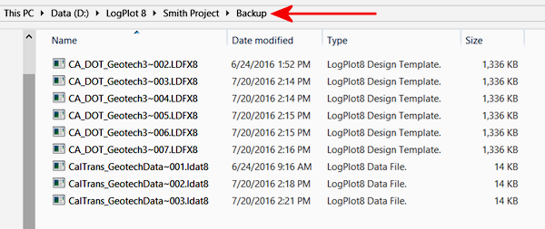 LogPlot software: backups