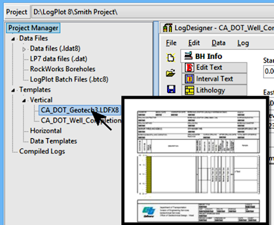 LogPlot software: design previews