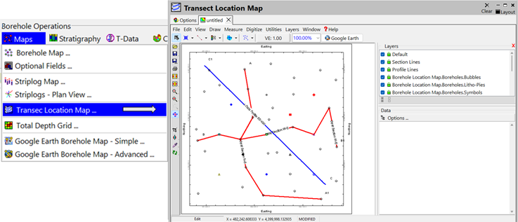 RockWorks save map transect section