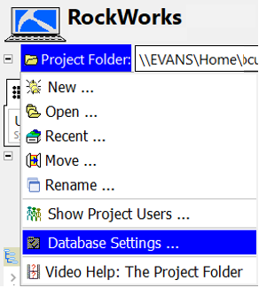 RockWorks Project Settings Database