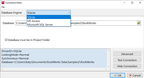 RockWorks Project Settings Database