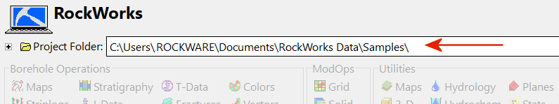 RockWorks: Project folder name