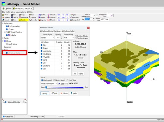 Rockworks solid model data lithology