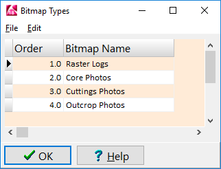 Bitmap Types Table
