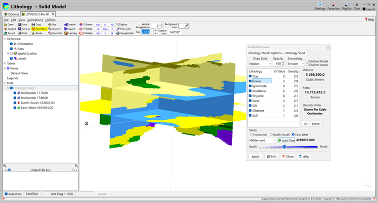 Rockworks solid model data lithology