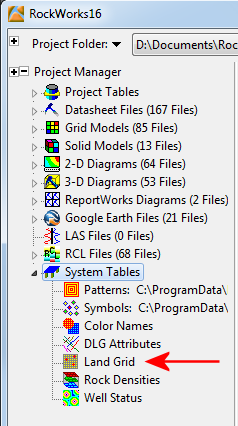 Land Grid Table