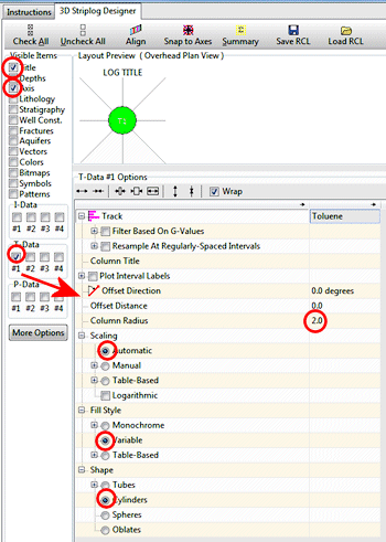 RockWorks 3D log settings
